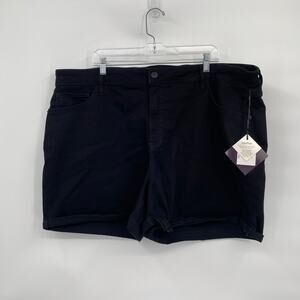 Ava & Viv Black Rolled Hem Jean Shorts Black New 24W
